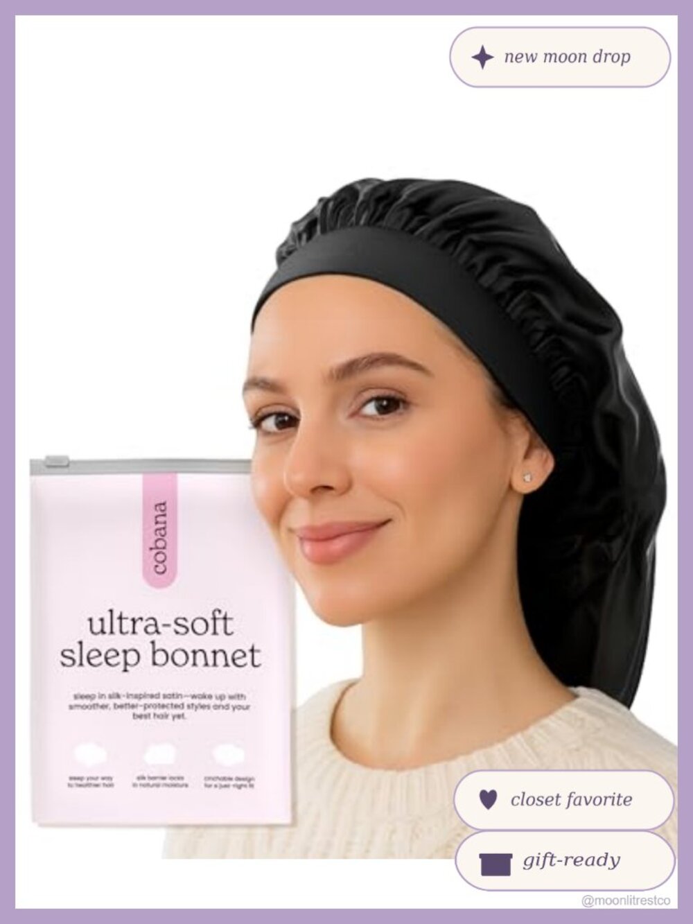 Satin Sleep Bonnet Double-Lined Night Cap Adjustable Slip-Resistant Wrap
